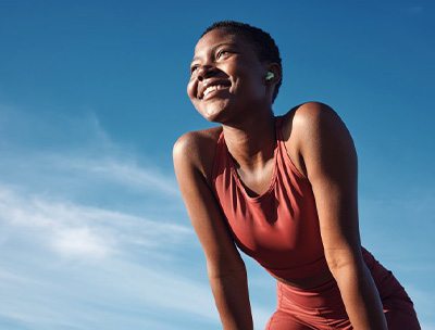 Lady smiles after exercise