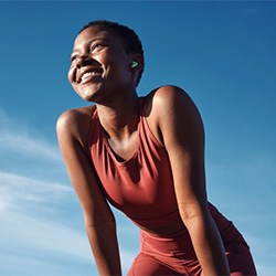 Lady smiles after exercise